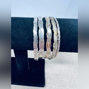 Vintage Sterling Silver Taxco Mexico Twist Pattern Bangle Bracelet Lot of 5